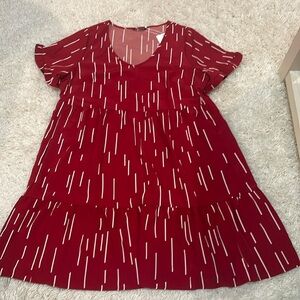 BloomChic Burgundy and White Geometric Dress